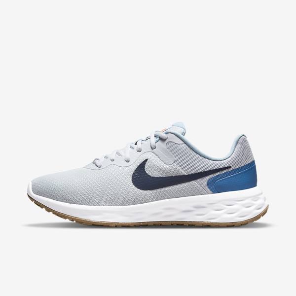 Nike Revolution 6 Next Nature Straßen Laufschuhe Herren Platin Dunkelblau Blau | NK319LWR