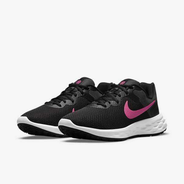 Nike Revolution 6 Next Nature Straßen Laufschuhe Damen Schwarz Grau Rosa | NK623XBM