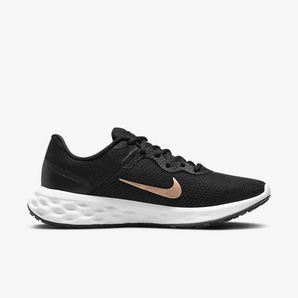 Nike Revolution 6 Next Nature Straßen Laufschuhe Damen Schwarz Weiß Metal Kupfer | NK679JBS