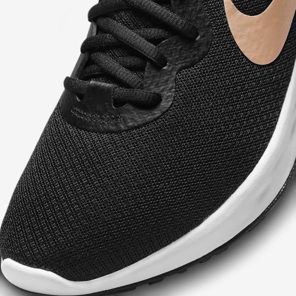 Nike Revolution 6 Next Nature Straßen Laufschuhe Damen Schwarz Weiß Metal Kupfer | NK679JBS