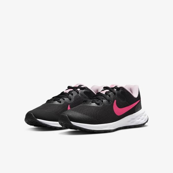 Nike Revolution 6 Older Straßen Laufschuhe Kinder Schwarz Rosa | NK402VPZ