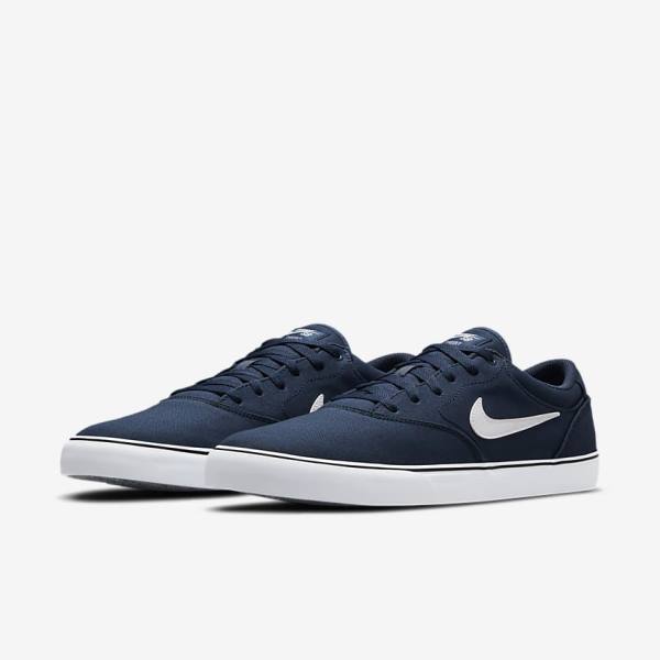 Nike SB Chron 2 Canvas Skate Shoes Damen Navy Navy Schwarz Weiß | NK903QEC