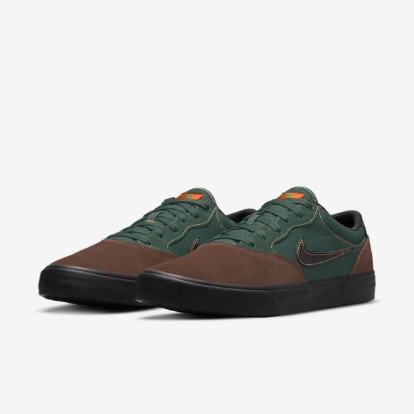 Nike SB Chron 2 Skate Shoes Damen Hellschokolade Grün Orange Schwarz | NK438ZBK