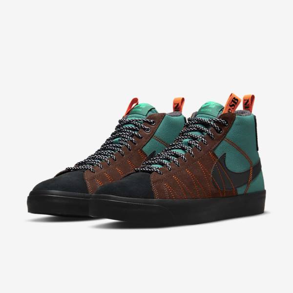 Nike SB Zoom Blazer Mid Premium Skate Shoes Damen Grün Weiß Orange Schwarz | NK236FXB