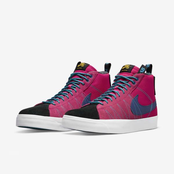 Nike SB Zoom Blazer Mid Premium Sneakers Damen Rosa Blau Königsblau Blau | NK043CGS