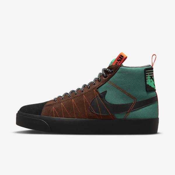 Nike SB Zoom Blazer Mid Premium Sneakers Damen Grün Weiß Orange Schwarz | NK518SHI