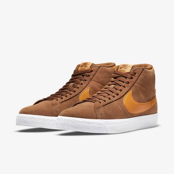 Nike SB Zoom Blazer Mid Skate Shoes Damen Weiß Gelb | NK730HLT