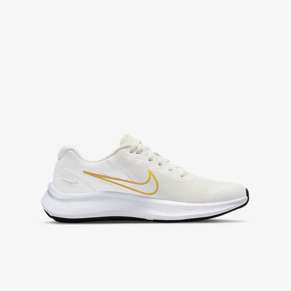 Nike Star Runner 3 Older Straßen Laufschuhe Kinder Weiß Gold Mehrfarbig | NK961AXQ