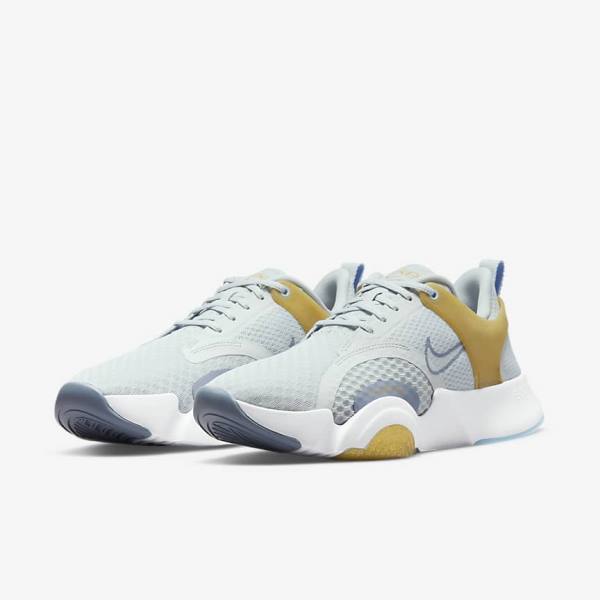 Nike SuperRep Go 2 Sportschuhe Damen Platin Metal Gold Weiß | NK275EMD