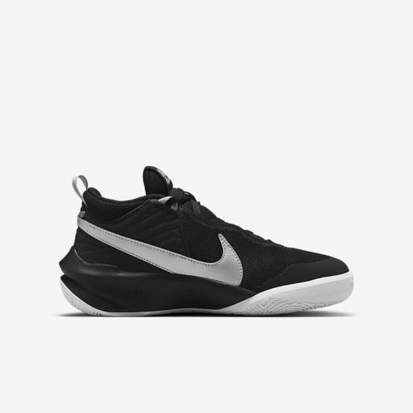 Nike Team Hustle D 10 Older Basketballschuhe Kinder Schwarz Weiß Metal Silber | NK756GHV