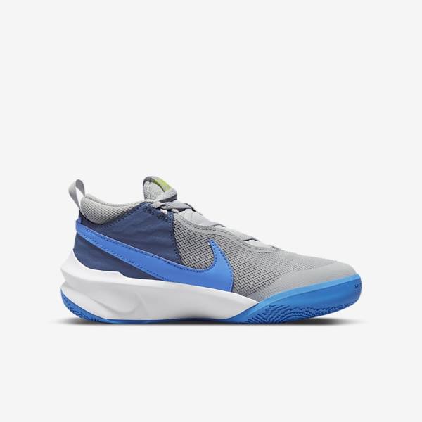 Nike Team Hustle D 10 Older Basketballschuhe Kinder Grau Navy Grün Blau | NK908GET