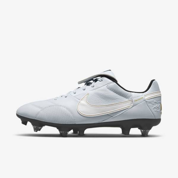 Nike The Premier 3 SG-PRO Anti-Clog Traction Soft-Ground Fußballschuhe Herren Platin Schwarz Metal Gold Weiß | NK413ZAY