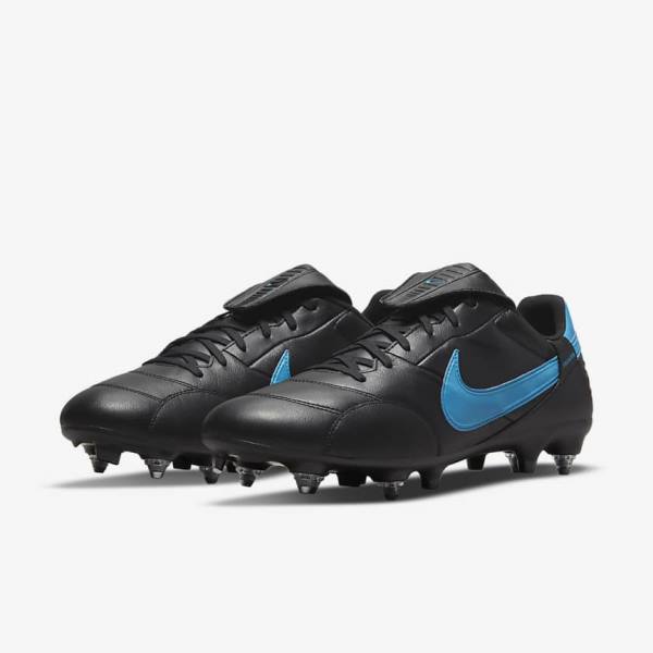 Nike The Premier 3 SG-PRO Anti-Clog Traction Soft-Ground Fußballschuhe Herren Schwarz Blau | NK485DQA