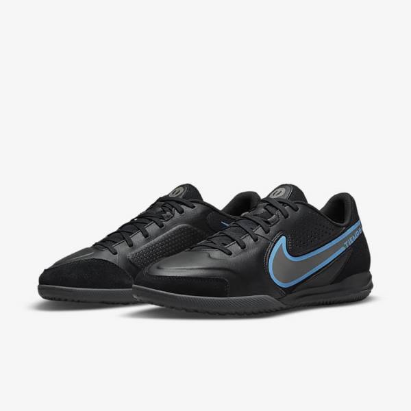 Nike Tiempo Legend 9 Academy IC Indoor-Court Fußballschuhe Herren Schwarz Grau | NK864QTJ