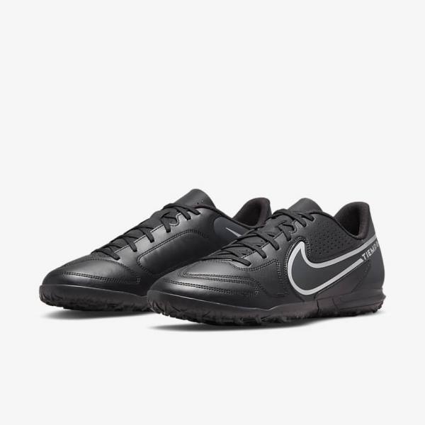 Nike Tiempo Legend 9 Club TF Turf Fußballschuhe Herren Schwarz Dunkelgrau | NK293ANV