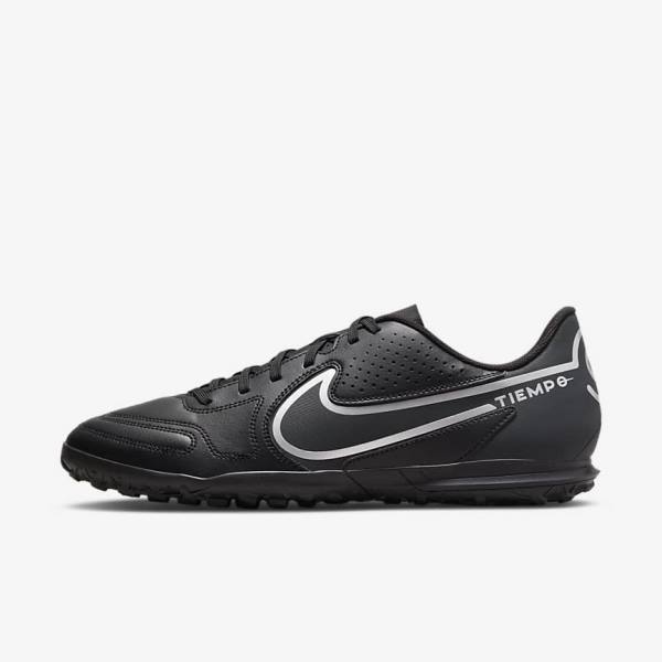 Nike Tiempo Legend 9 Club TF Turf Fußballschuhe Damen Schwarz Dunkelgrau | NK920COY