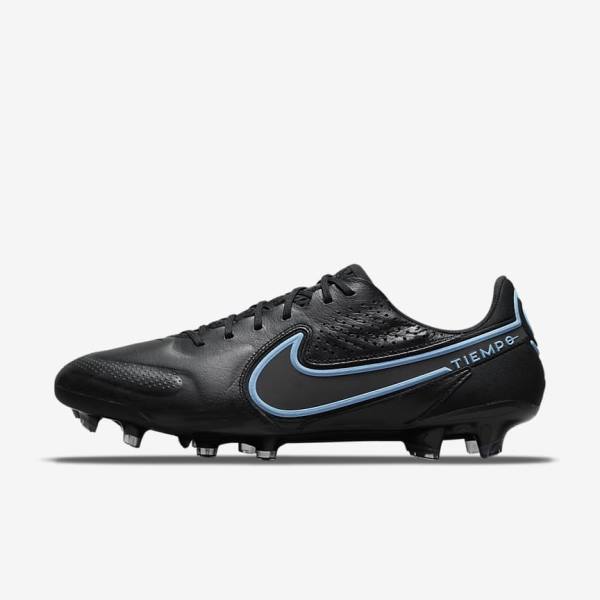 Nike Tiempo Legend 9 Elite FG Firm-Ground Fußballschuhe Herren Schwarz Grau | NK385EBH