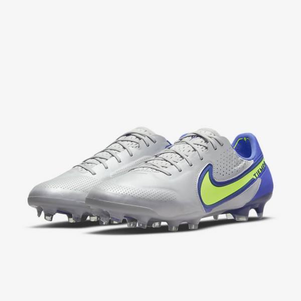 Nike Tiempo Legend 9 Elite FG Firm-Ground Fußballschuhe Herren Grau Blau | NK652LFN