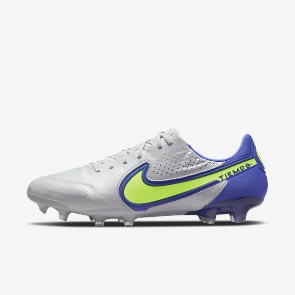 Nike Tiempo Legend 9 Elite FG Firm-Ground Fußballschuhe Herren Grau Blau | NK652LFN