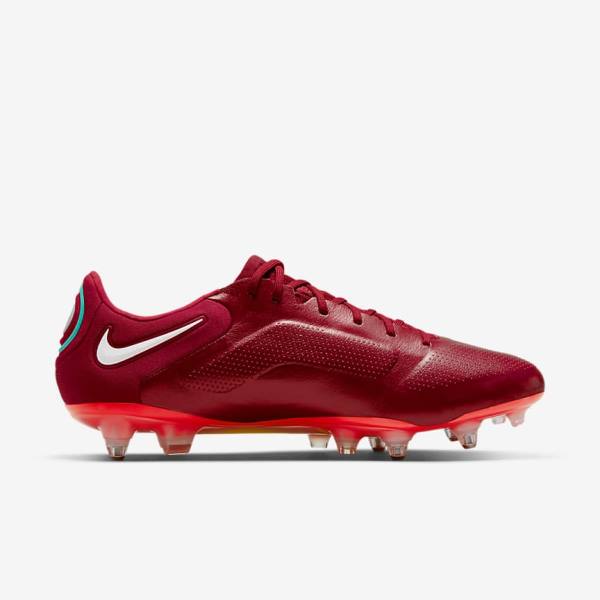 Nike Tiempo Legend 9 Elite SG-Pro AC Soft-Ground Fußballschuhe Damen Rot Hellrot Weiß | NK690HCA