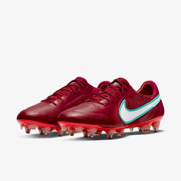 Nike Tiempo Legend 9 Elite SG-Pro AC Soft-Ground Fußballschuhe Damen Rot Hellrot Weiß | NK690HCA