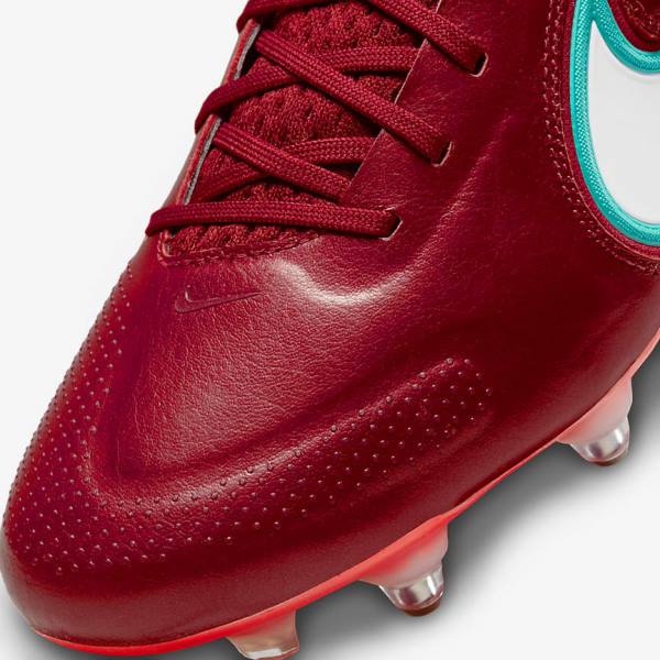 Nike Tiempo Legend 9 Elite SG-Pro AC Soft-Ground Fußballschuhe Damen Rot Hellrot Weiß | NK690HCA