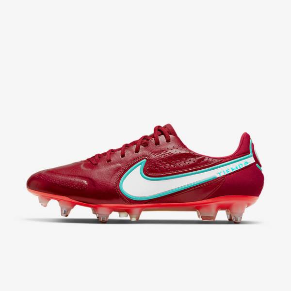 Nike Tiempo Legend 9 Elite SG-Pro AC Soft-Ground Fußballschuhe Damen Rot Hellrot Weiß | NK690HCA