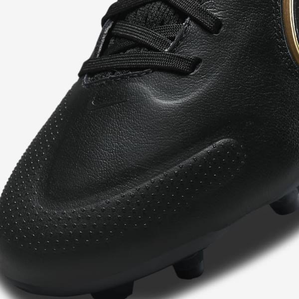 Nike Tiempo Legend 9 Pro FG Firm-Ground Fußballschuhe Damen Schwarz Dunkelgrau Metal Gold Metal Dunkelgrau | NK236QXS