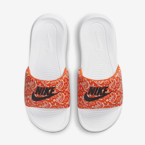 Nike Victori One Print Badelatschen Damen Orange Weiß Schwarz | NK897EOD