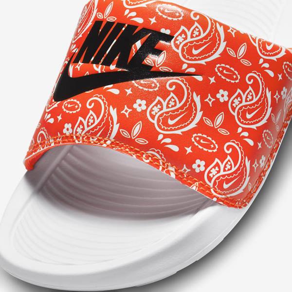 Nike Victori One Print Badelatschen Damen Orange Weiß Schwarz | NK897EOD