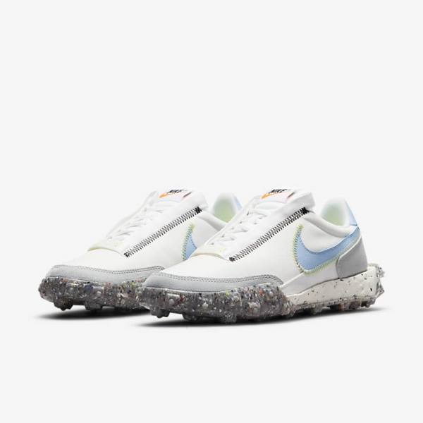 Nike Waffle Racer Crater Sneakers Damen Weiß Hellzitrone | NK420ASI