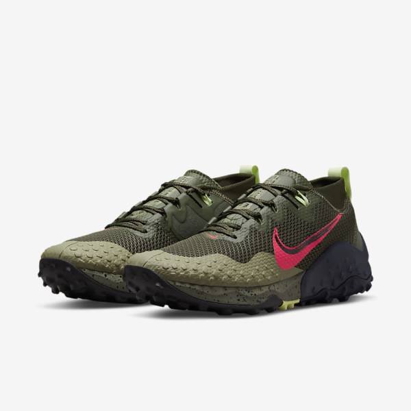 Nike Wildhorse 7 Trail Laufschuhe Herren Khaki Olivgrün Schwarz Rot | NK201YTK