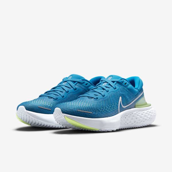 Nike ZoomX Invincible Run Flyknit Straßen Laufschuhe Herren Blau Hellgrün Grau Weiß | NK874JFW