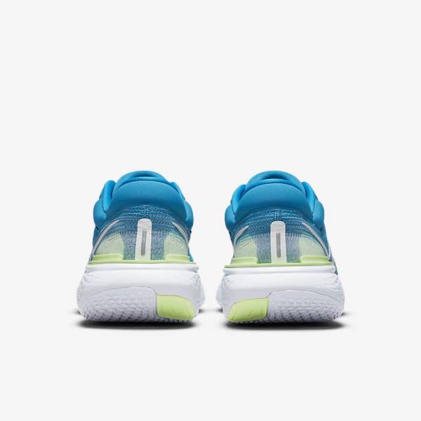 Nike ZoomX Invincible Run Flyknit Straßen Laufschuhe Herren Blau Hellgrün Grau Weiß | NK874JFW