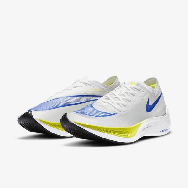 Nike ZoomX Vaporfly NEXT% Straßen Rennfahrer Laufschuhe Herren Weiß Schwarz Blau | NK638ONU