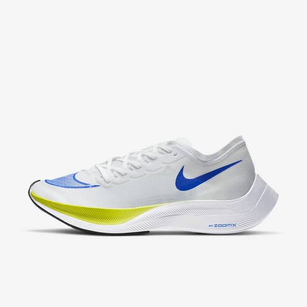 Nike ZoomX Vaporfly NEXT% Straßen Rennfahrer Laufschuhe Herren Weiß Schwarz Blau | NK638ONU