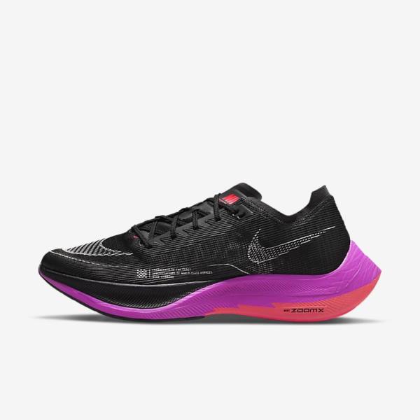 Nike ZoomX Vaporfly Next% 2 Straßen Rennfahrer Laufschuhe Herren Schwarz Lila Grau Rot | NK217LTN