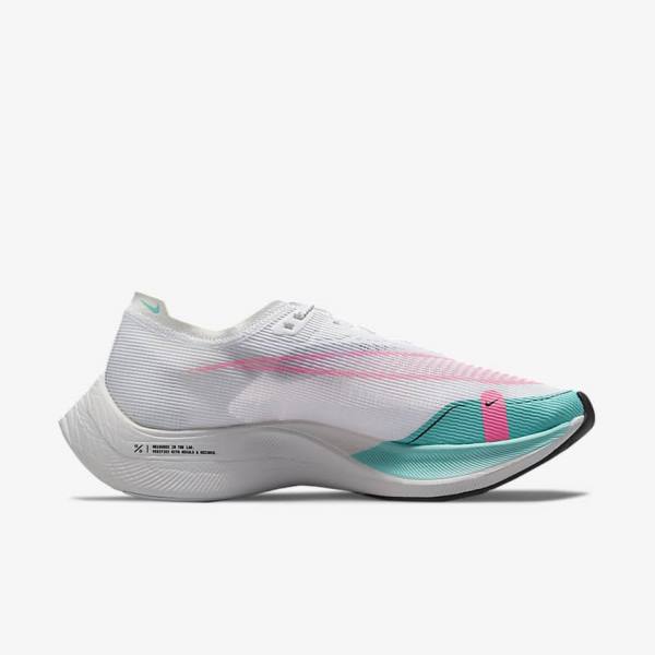 Nike ZoomX Vaporfly Next% 2 Straßen Rennfahrer Laufschuhe Herren Grün Blau Weiß Schwarz | NK347QAV