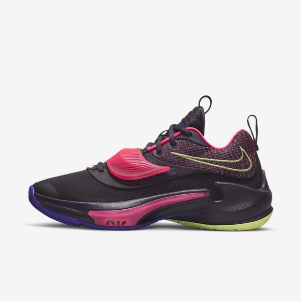 Nike Zoom Freak 3 Basketballschuhe Damen Lila Rosa Lila Hellzitrone | NK013FNJ