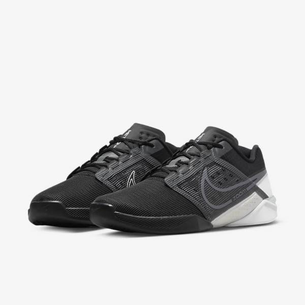 Nike Zoom Metcon Turbo 2 Sportschuhe Herren Schwarz Weiß Dunkelgrau Metal Grau | NK438ZLF