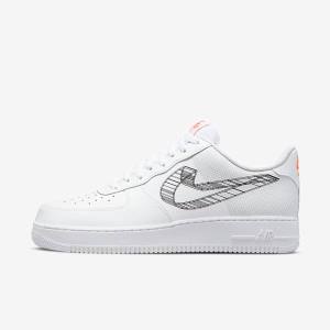 Nike Air Force 1 07 Sneakers Herren Weiß Orange Platin Schwarz | NK295EBD