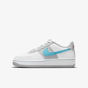 Nike Air Force 1 EMB Older Sneakers Kinder Weiß Grau Türkis Blau | NK805REF