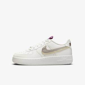 Nike Air Force 1 LV8 Older Sneakers Kinder Weiß Rosa Metal Blau Grau | NK358XGQ