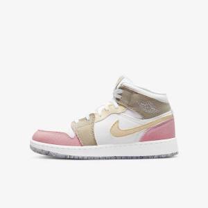 Nike Air Jordan 1 Mid SE Older Jordan Schuhe Kinder Weiß Grün | NK546OQH