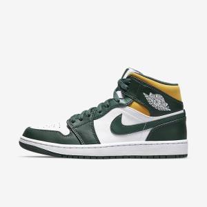 Nike Air Jordan 1 Mid Sneakers Herren Grün Weiß | NK946KNP