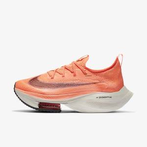 Nike Air Zoom Alphafly NEXT% Flyknit Straßen Rennfahrer Laufschuhe Damen Hellmango Metal Rot Braun Schwarz | NK413XCV