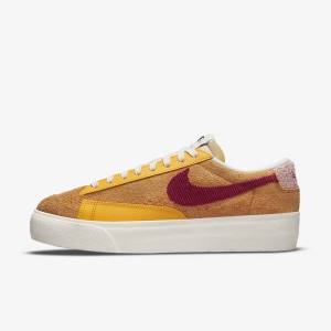 Nike Blazer Low Plattform Sneakers Damen Gold Rosa Bordeaux | NK130GAB