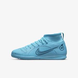 Nike Jr. Mercurial Superfly 8 Club IC Older Indoor-Court Fußballschuhe Kinder Blau Orange | NK846DRE