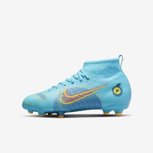 Nike Jr. Mercurial Superfly 8 Pro FG Younger and Older Firm-Grounds Fußballschuhe Kinder Blau Orange | NK502HKL