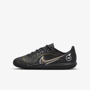 Nike Jr. Mercurial Vapor 14 Academy IC Older Indoor Court Fußballschuhe Kinder Schwarz Metal Silber Grau Metal Gold | NK981LCH